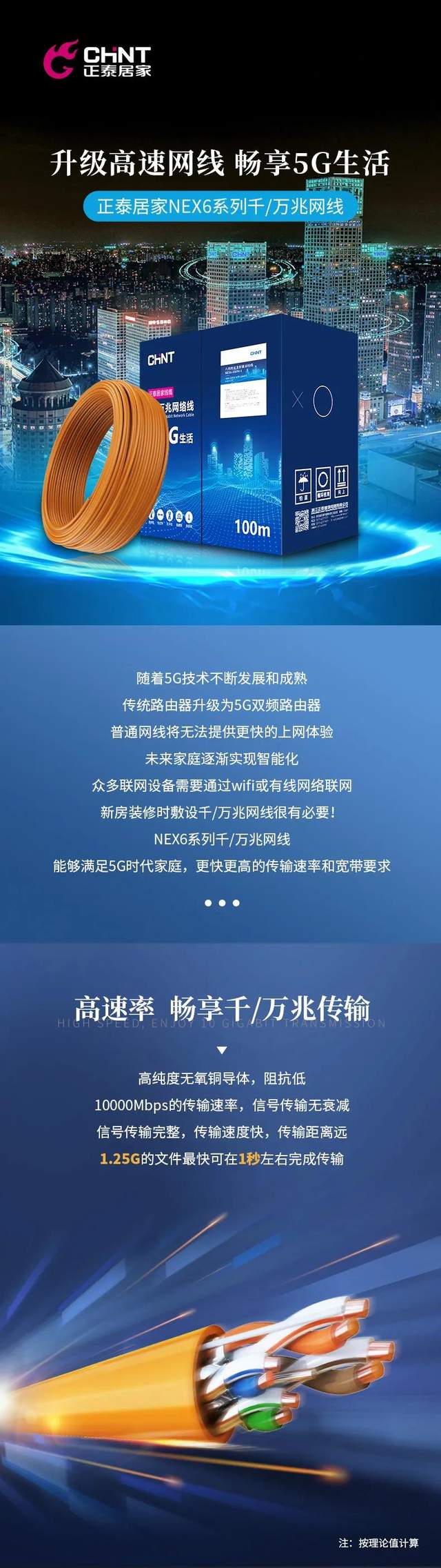 正泰千兆万兆高速网线 ：5G已来，你家网线升级了吗1